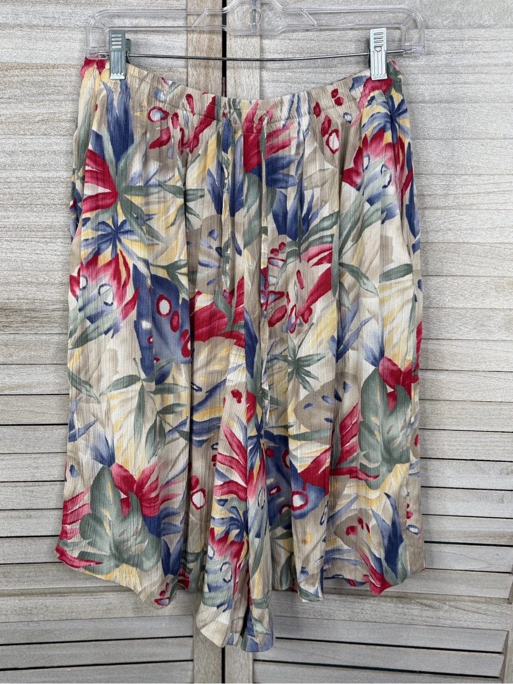 ALFRED DUNNER Tropical Print Gauzy Flowy Pull On Rayon High Rise Shorts-14